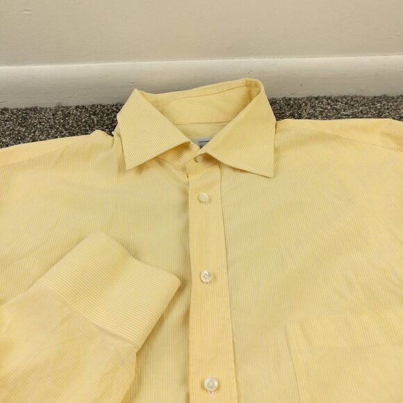 Luigi Borrelli x Neiman Marcus Dress Shirt Yellow Striped Size 16.5 R - Picture 1 of 13